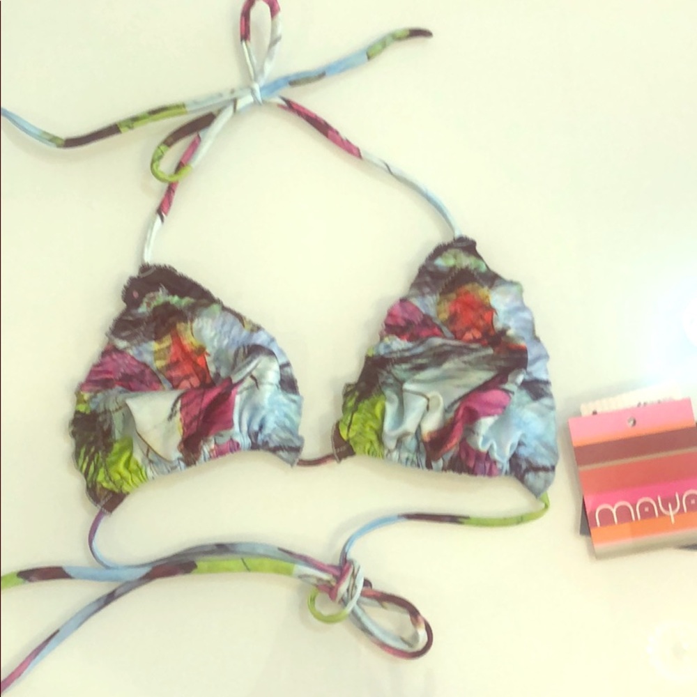 Triangle ruffle seam bikini top by Maya Swimwear